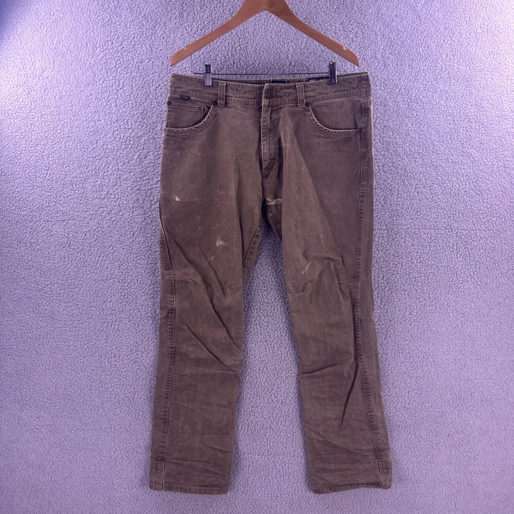 KUHL Rydr Lean Pants Mens 36x32 Brown Heavyweight Twill Articulated Knee Hiking